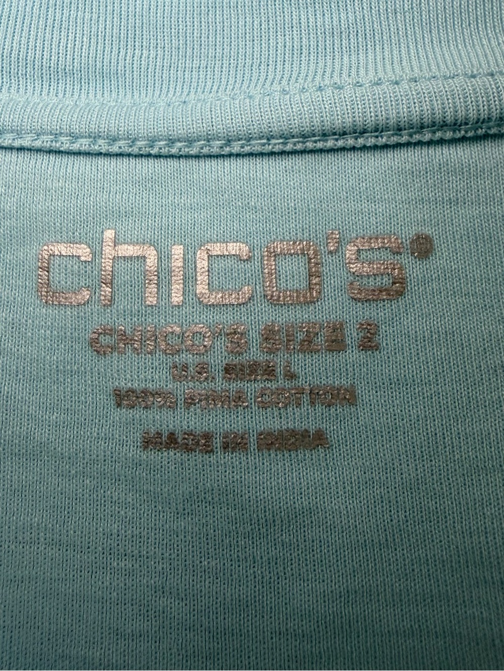 Chico's Pastel Blue 100% Pima Cotton V-Neck Top Size Large - Picture 7 of 13